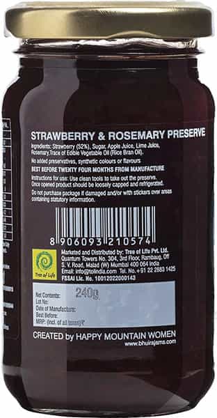 Bhuira All Natural Strawberry & Rosemary Preserve And Red Plum Jam- 240 Gm X 2 - Pack Of 2