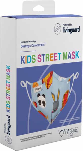 Livinguard Kids Street Mask - Ago Rabbit Print: Blue |Anti-Microbial | Washable & Reusable - Xs