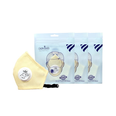 Advind Healthcare Smog Guard N95 Kids Mask With One Valve S (6-10 Years) - Beige Pack Of 3