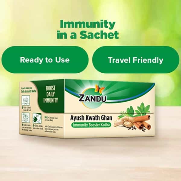 Zandu Ayush Kwath Ghan Immunity Booster Kadha - 16 Instant Pre-Mix Sachets