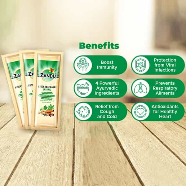 Zandu Ayush Kwath Ghan Immunity Booster Kadha - 16 Instant Pre-Mix Sachets
