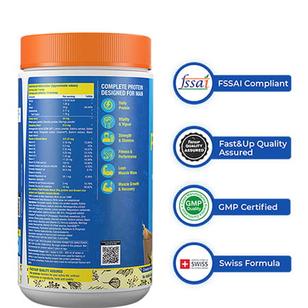 Fast&Up Plant Protein For Man - Vegan Protein Drink For Man - Creamy Vanilla Flavor -15 Servings