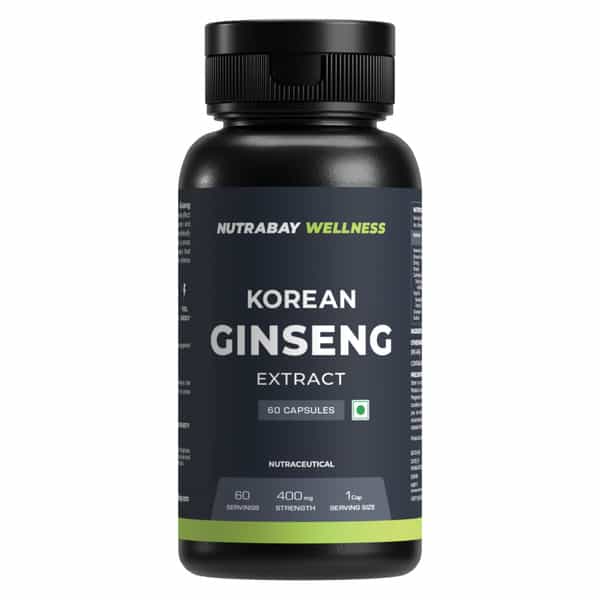 Nutrabay Wellness Korean Ginseng Extract (Panax Ginseng) - 400Mg 60 Veg Capsules