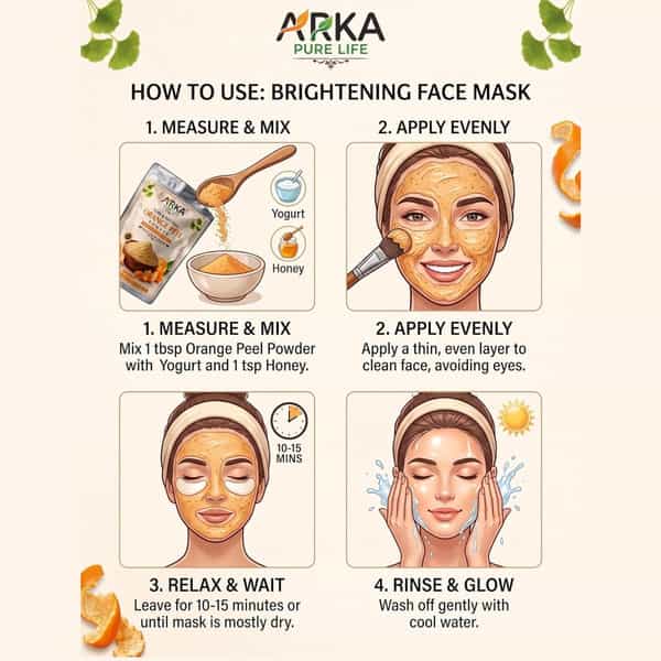 Arka Pure Life 100% Natural Orange Peel Powder For Skin Brightening & Face Glow (200G)