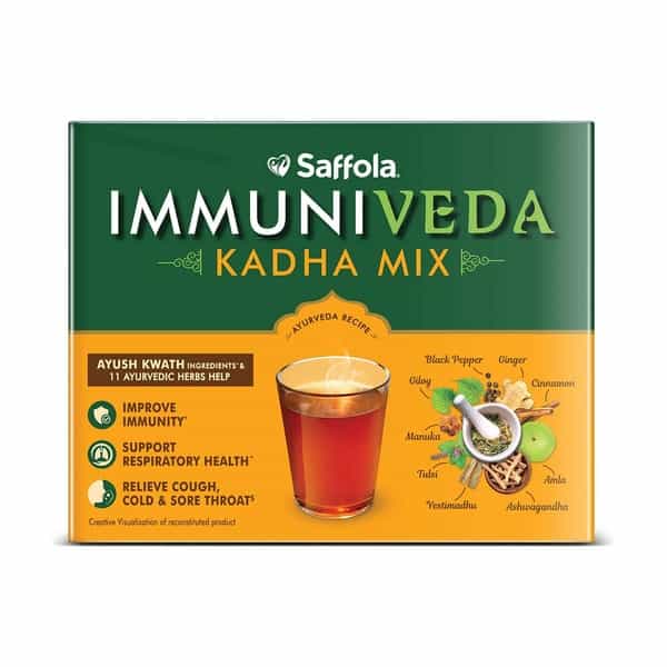 Saffola Immuniveda Kadha Mix- 80G (20 Sachets X 4G ) | Immunity Booster Herbal Tea With Ayush Kwath