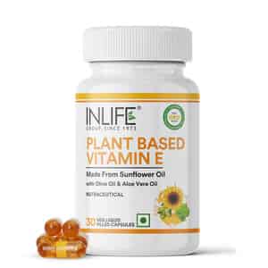 Inlife Plant Based Natural Vitamin E Oil For Face Hair Skin And Immunity Women &men-30 Veg Capsules