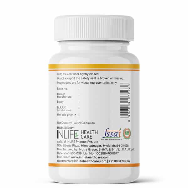 Inlife Plant Based Natural Vitamin E Oil For Face Hair Skin And Immunity Women &Men-30 Veg Capsules