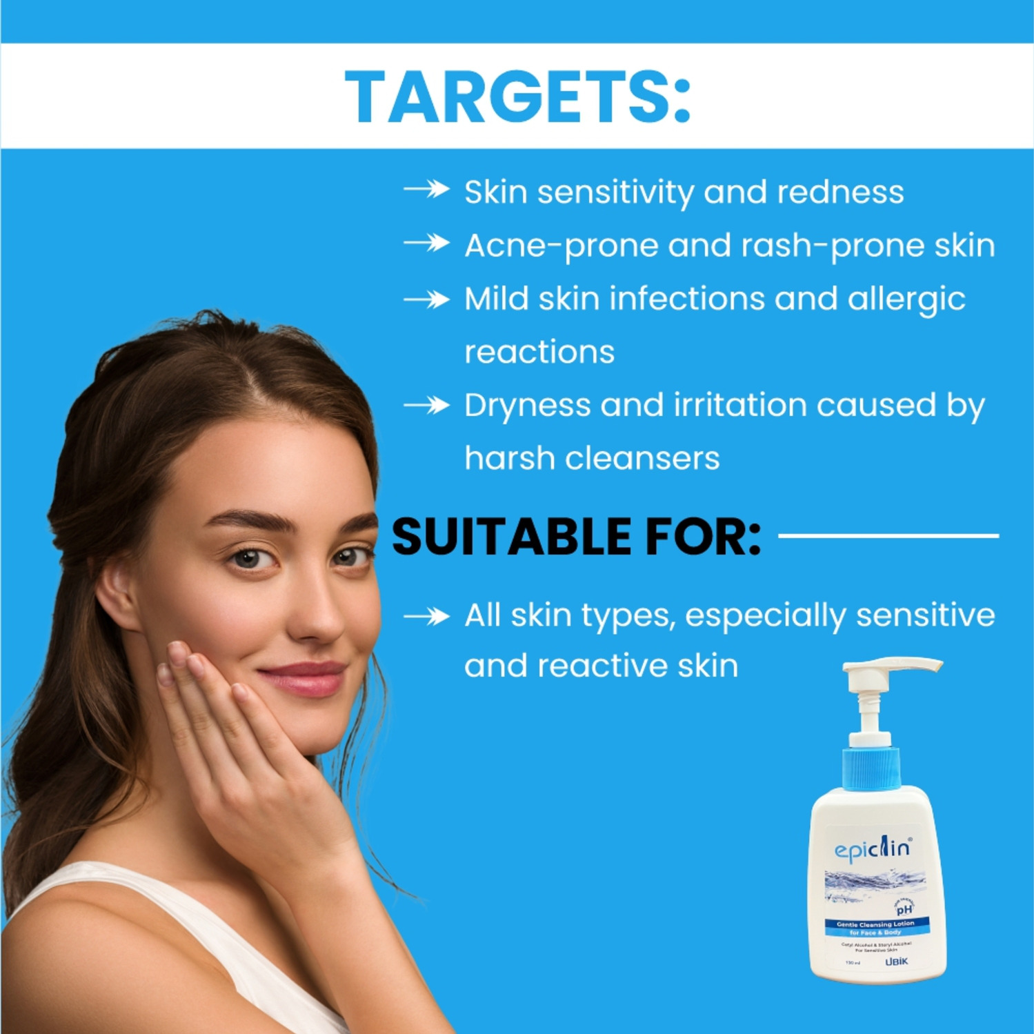 Epiclin Gentle Cleansing Lotion For Face & Body 150 Ml