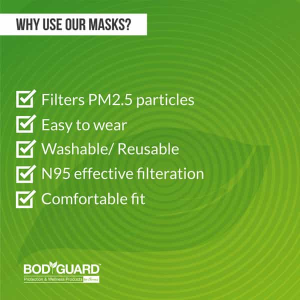 Bodyguard N95 + Pm2.5 Anti Pollution Face Mask With Activated Carbon - Small