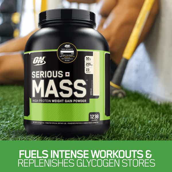 Optimum Nutrition (On) Serious Mass Weight Gain Powder - 3 Lbs 1.36 Kg (Vanilla)