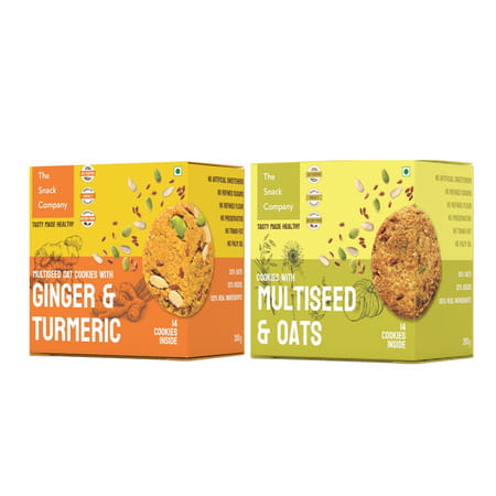 The Snack Company Healthy Oats & Multi Seed - Classic Ginger Turmeric Combo Cookies Biscuit (2x210g)