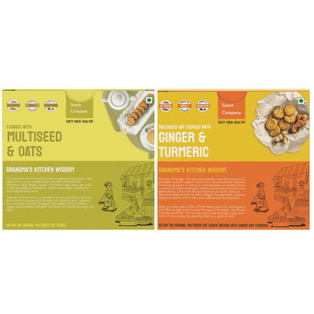 The Snack Company Healthy Oats & Multi Seed - Classic Ginger Turmeric Combo Cookies Biscuit (2X210g)