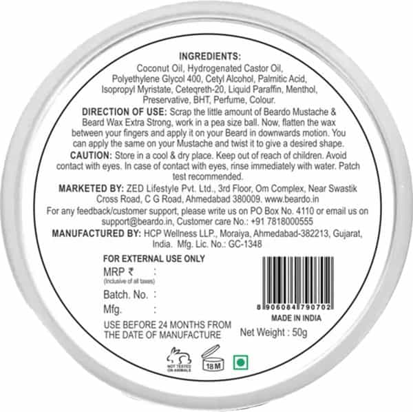 Beardo Beard & Mustache Wax Extra Strong - 50 Gm