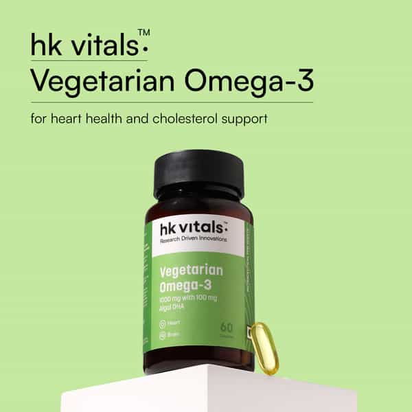 Hk Vitals Vegetarian Omega-3 Supplement (60 Capsules) | 1000Mg With 100Mg Algal Dha