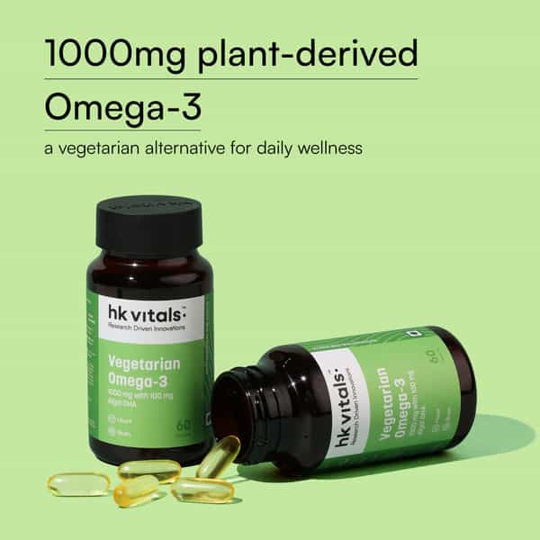 Hk Vitals Vegetarian Omega-3 Supplement (60 Capsules) | 1000Mg With 100Mg Algal Dha