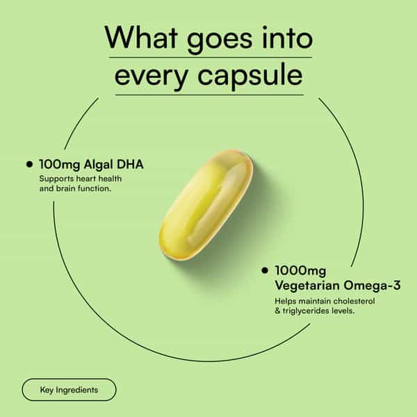 Hk Vitals Vegetarian Omega-3 Supplement (60 Capsules) | 1000Mg With 100Mg Algal Dha