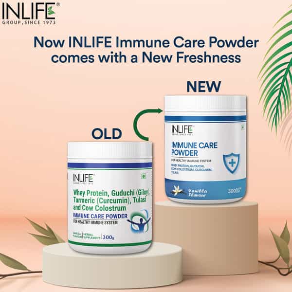 Inlife Immune Care / Booster Protein Powder Whey Protein With Ayurvedic Herbs-300G(Vanilla Flavour)