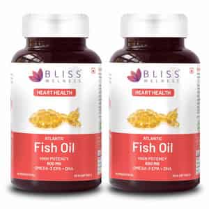 Bliss Welness Omega 3 Fish Oil Gold For Brain Heart& Joint Supplement -60 Softgel Capsules|pack Of 2