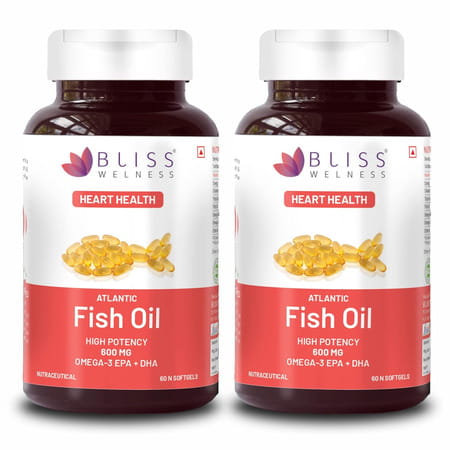 Bliss Welness Omega 3 Fish Oil Gold For Brain Heart& Joint Supplement -60 Softgel Capsules|Pack Of 2