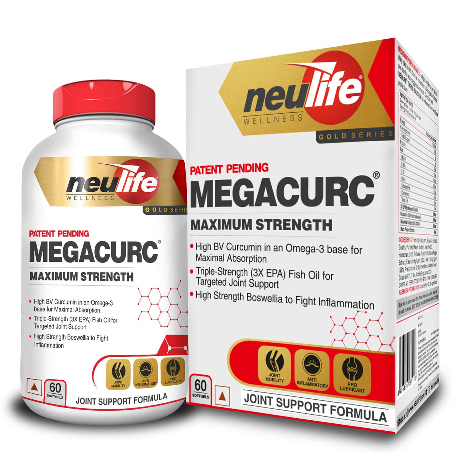 Neulife Megacurc Nano-Curcumin + Triple Strength Fish Oil W/10x Strength Boswellia 60ct