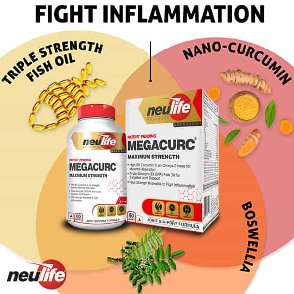 Neulife Megacurc Nano-Curcumin + Triple Strength Fish Oil W/10X Strength Boswellia 60Ct