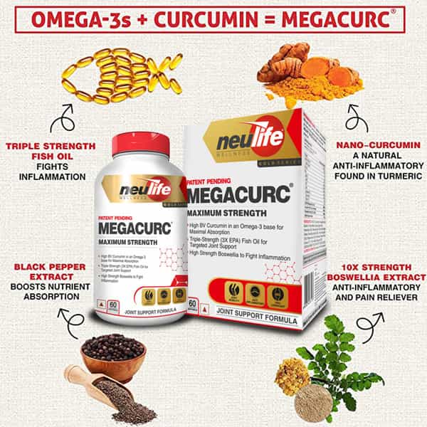 Neulife Megacurc Nano-Curcumin + Triple Strength Fish Oil W/10X Strength Boswellia 60Ct