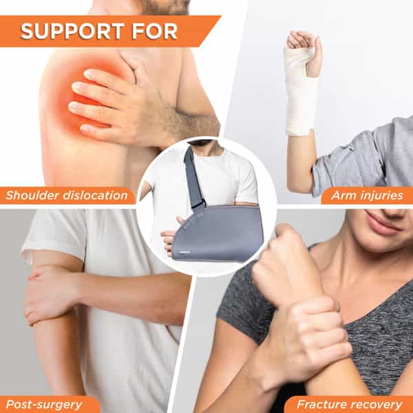 Vissco Arm Pouch Sling (Mild Support)| Provides Support To The Shoulder & Arm - Large(Grey)