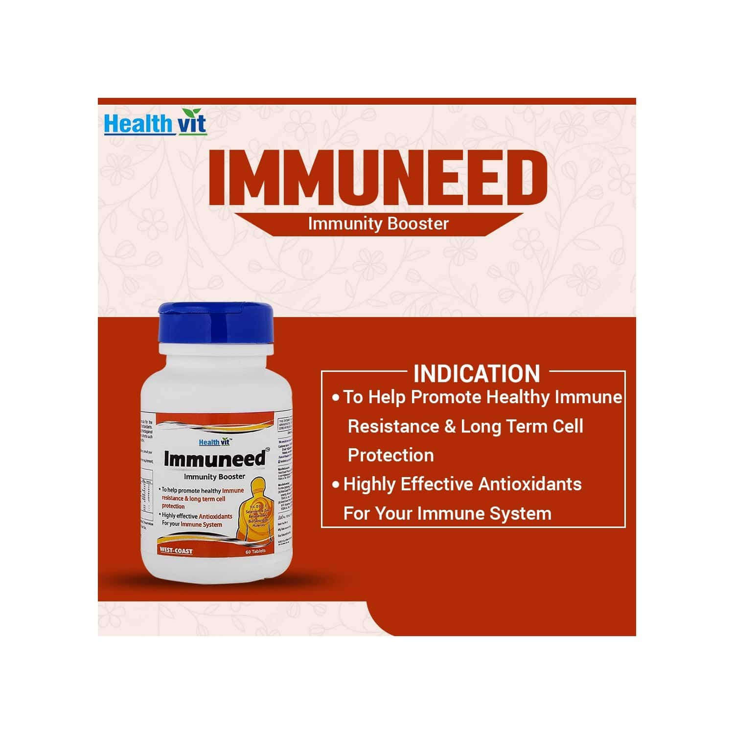 Buy HEALTHVIT IMMUNEED IMMUNITY BOOSTER ( VIT. D3,C,E,SELENIUM & ZINC