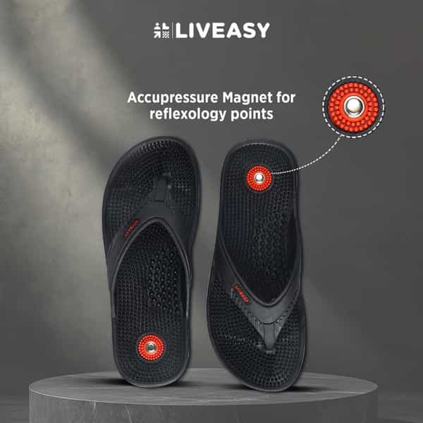 Liveasy Ortho Care Acupressure Slippers - Men (Black) Size 7