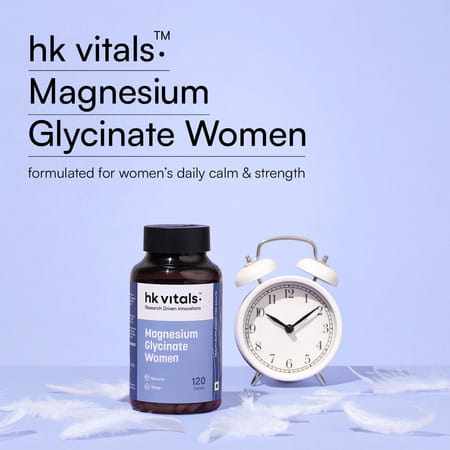 Hk Vitals Magnesium Glycinate Women (1682mg) | 120 Tablets | Helps In Cramps
