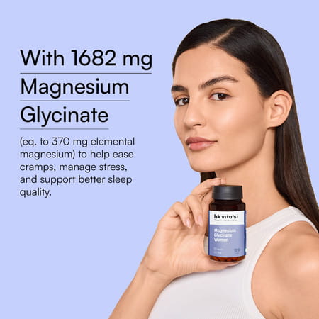 Hk Vitals Magnesium Glycinate Women (1682mg) | 120 Tablets | Helps In Cramps
