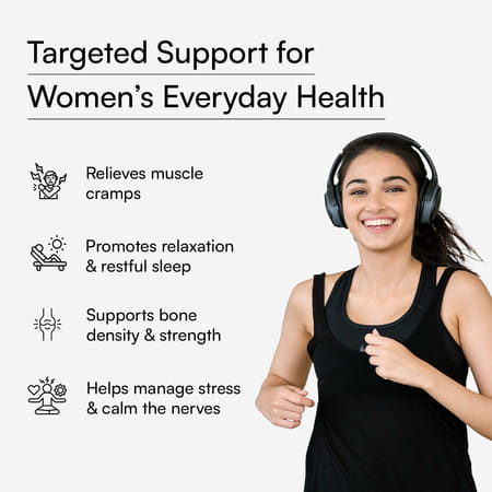 Hk Vitals Magnesium Glycinate Women (1682mg) | 120 Tablets | Helps In Cramps