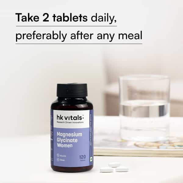 Hk Vitals Magnesium Glycinate Women (1682Mg) | 120 Tablets | Helps In Cramps
