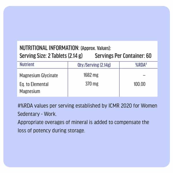 Hk Vitals Magnesium Glycinate Women (1682Mg) | 120 Tablets | Helps In Cramps