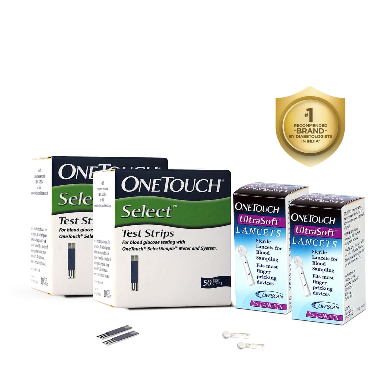 Onetouch Select Test Strips | Pack Of 100 Strips With 50 Onetouch Ultrasoft Lancets