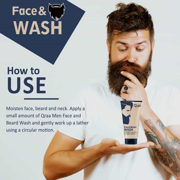 Qraa Men Face And Beard Wash With Tea Tree Oil | With Aloe Vera & Vitamin-E - 100 G