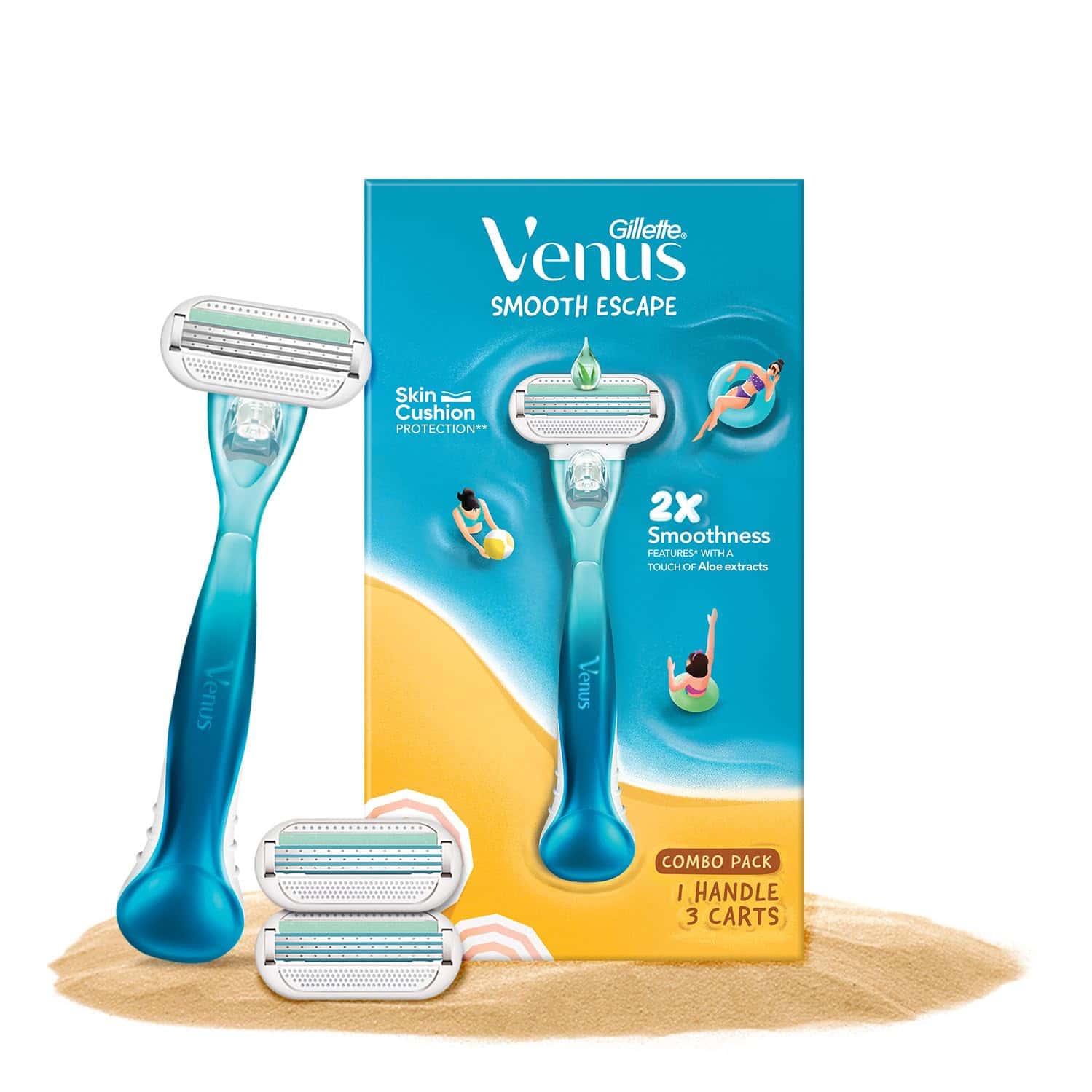 Gillette Venus Women Smooth Combo Pack | Razor Plus 3 Refills | Aloe Vera Smooth