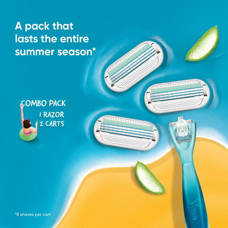Gillette Venus Women Smooth Combo Pack | Razor Plus 3 Refills | Aloe Vera Smooth