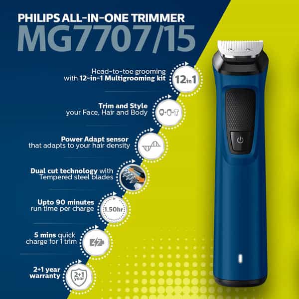 Philips Multi Grooming Kit Mg7707/15 12-In-1 Face Head And Body - All-In-One Trimmer