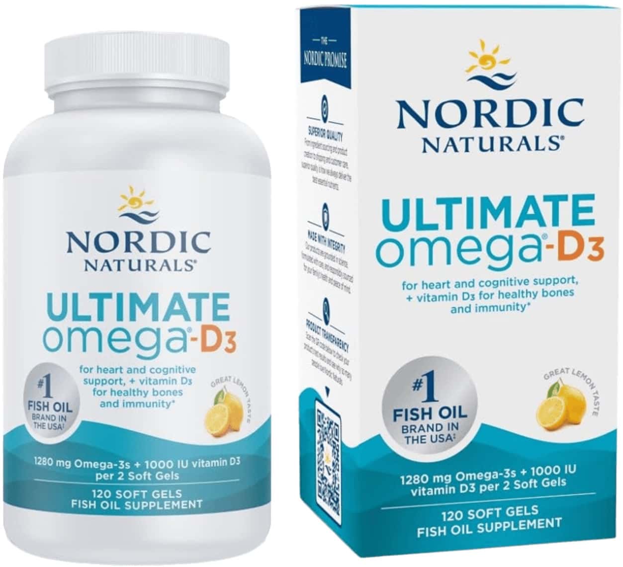 Nordic Naturals Ultimate Omega D3 | Adults | Omega 3 Lemon | 1000mg 120 Softgels