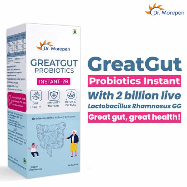 Dr. Morepen Greatgut Probiotics | Instant-2B | Sachet | 6 No's