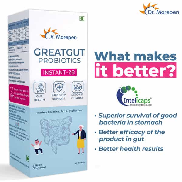 Dr. Morepen Greatgut Probiotics | Instant-2B | Sachet | 6 No's