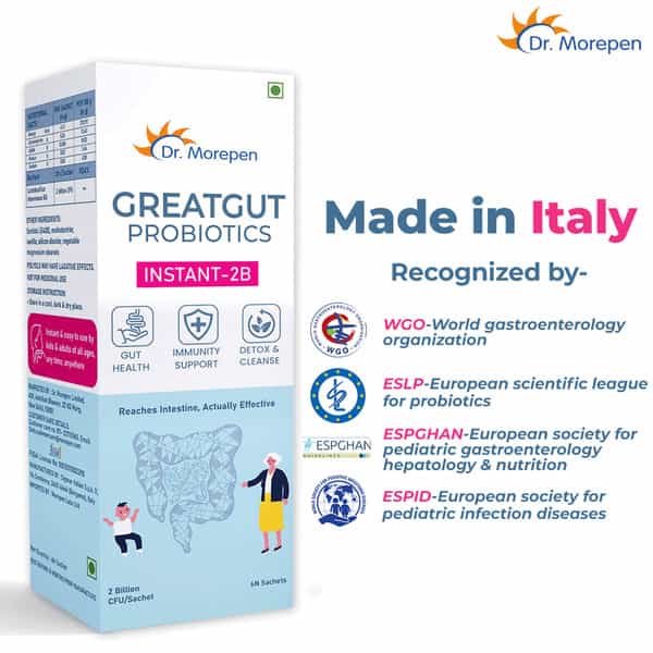 Dr. Morepen Greatgut Probiotics | Instant-2B | Sachet | 6 No's