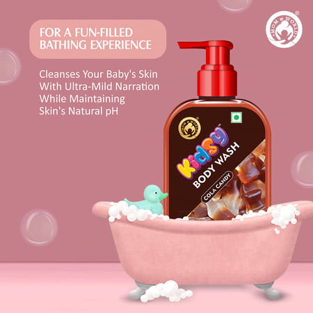 Mom & World Kidsy Cola Candy Body Wash No Tears No Sls For Kids Ph Balanced 240 Ml