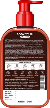 Mom & World Kidsy Cola Candy Body Wash No Tears No Sls For Kids Ph Balanced 240 Ml