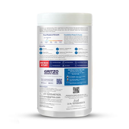 Gritzo Supermilk Growth (2-6Y Boy & Girl) | 6G Protein Powder (Double Chocolate | 400G)