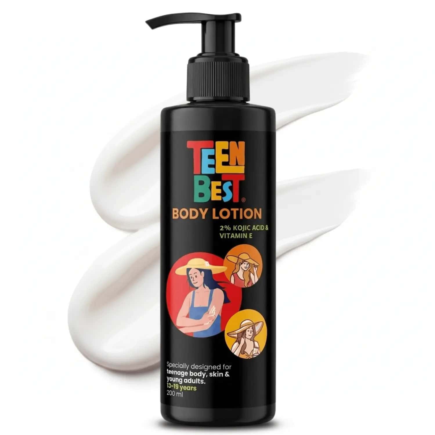 Healthbest Teens Body Lotion With Kojic Acid & Vitamin E - 200ml For Boys & Girls Ages 13-19