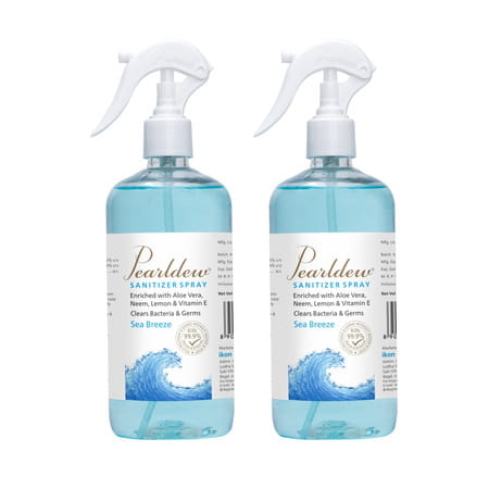 Pearldew Sanitizer Spray (Sea Breeze) 500 Ml | Aloe & Neem | Paraben Free (Pack Of 2)
