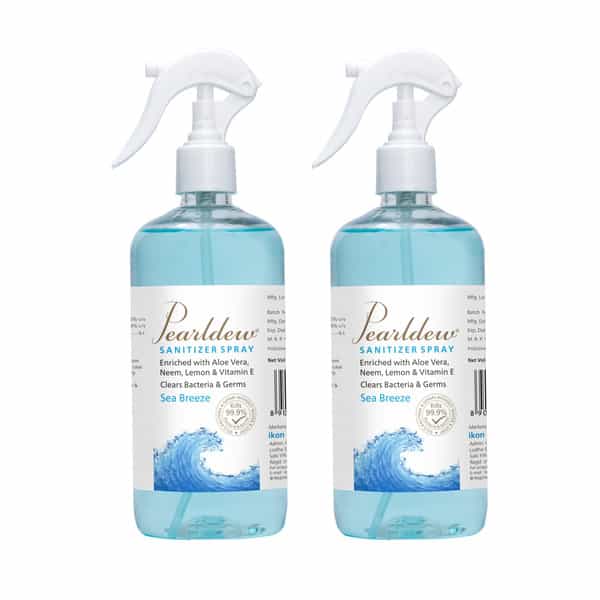 Pearldew Sanitizer Spray (Sea Breeze) 500 Ml | Aloe & Neem | Paraben Free (Pack Of 2)
