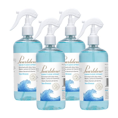 Pearldew Sanitizer Spray (Sea Breeze) 500 Ml | Aloe & Neem | Paraben Free (Pack Of 2)